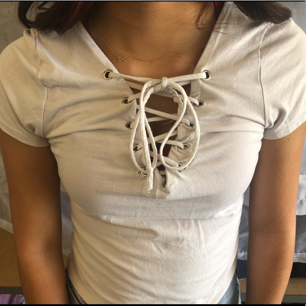 Hearts and Hips white cropped shirt